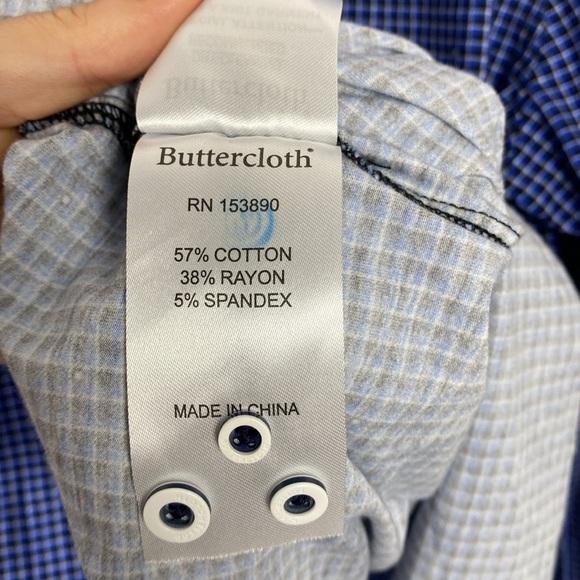 Buttercloth Men's Blue Checkered Shirt size medium - Picture 8 of 12